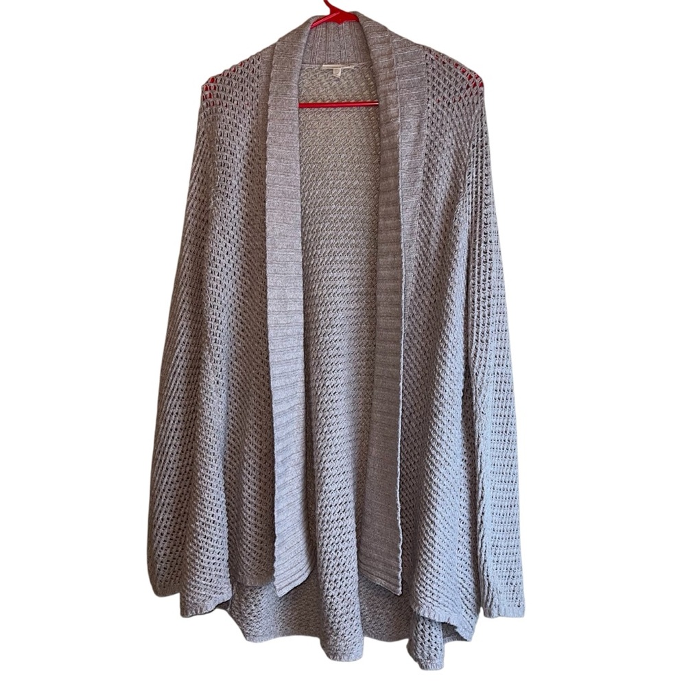 Eileen Fisher Cream Chunky Knit Open Front Long Sleeve Cardigan Sz L